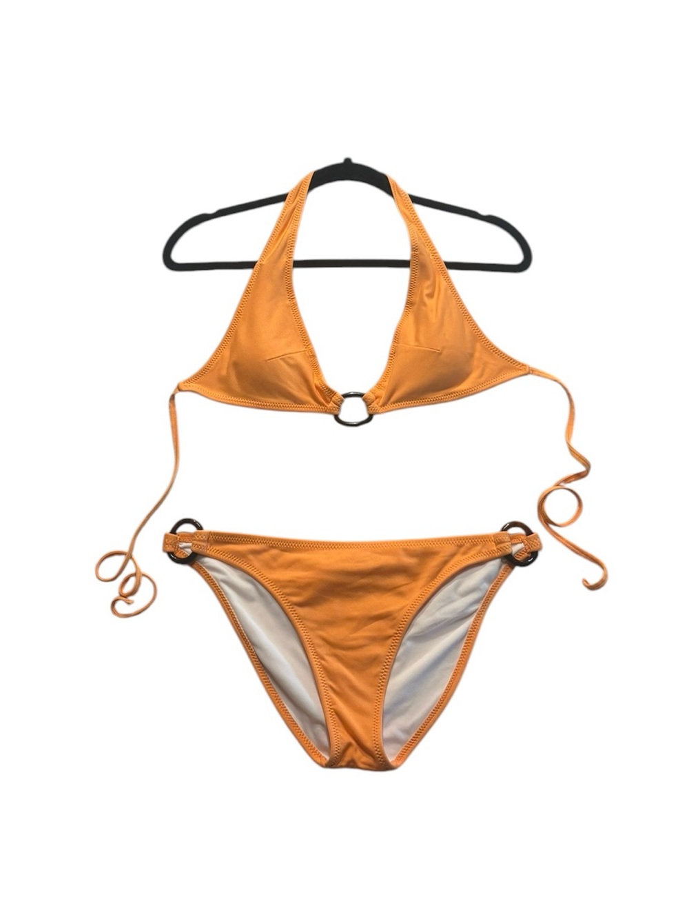 Xhilaration Orange Ring-Accent Halter Bikini Top L / Bottom XL
